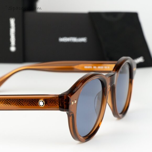 Montblanc Women Sunglasses Brown Blue Round MB0287S 003 NEW AUTHENTIC main image 4